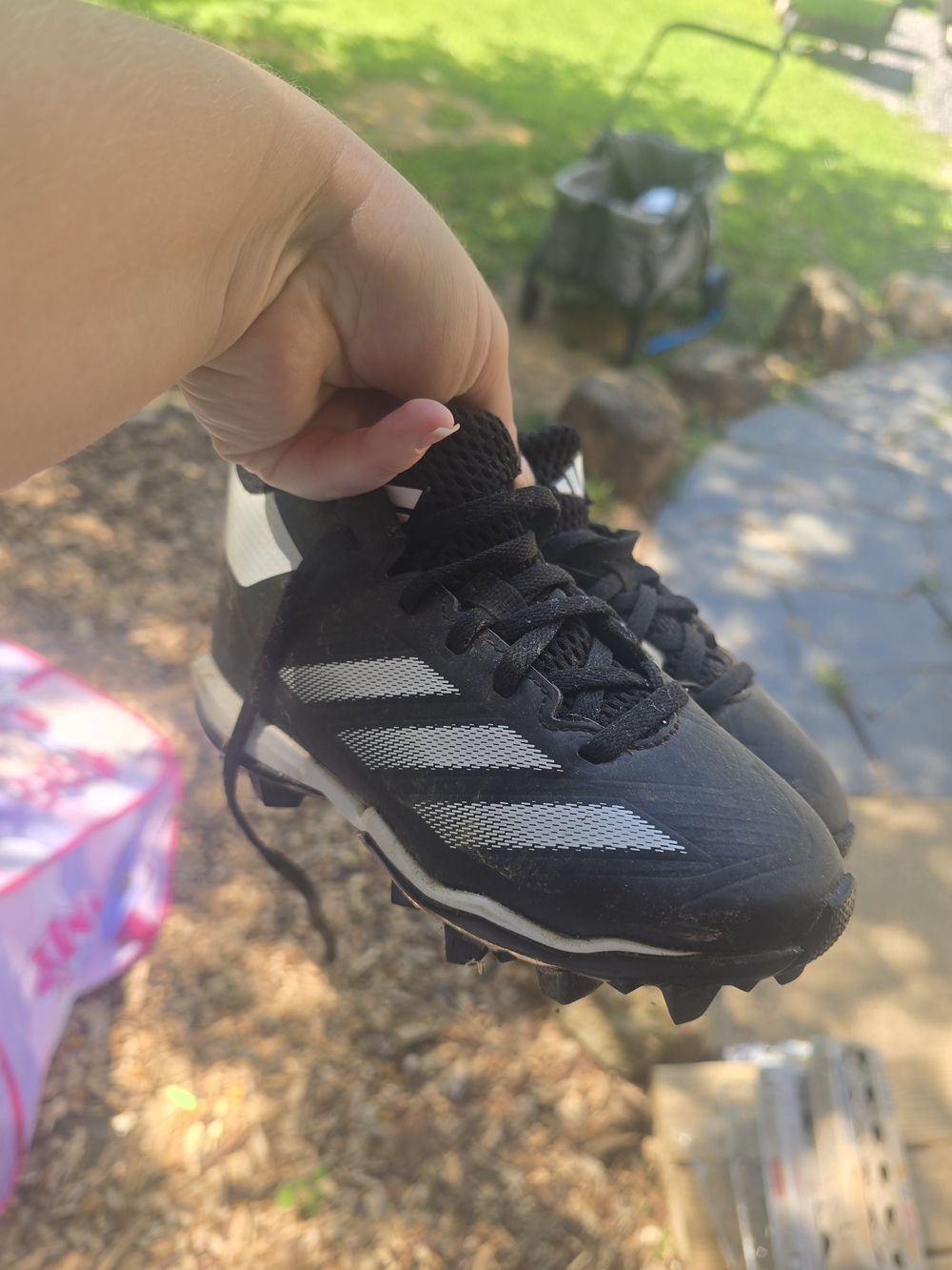 Adidas Kids Black and White Cleats - Athletic Baseball Shoes